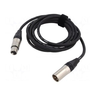 Cable | XLR male 3pin,XLR female 3pin | 3m | black | Øcable: 6mm | PVC