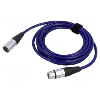 Cable | XLR male 3pin,XLR female 3pin | 3m | blue | 0.25mm2 | Cores: 2