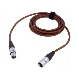 Cable | XLR male 3pin,XLR female 3pin | 3m | brown | 0.25mm2 | Cores: 2