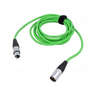 Cable | XLR male 3pin,XLR female 3pin | 3m | green | 0.25mm2 | Cores: 2