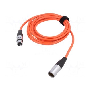 Cable | XLR male 3pin,XLR female 3pin | 3m | orange | 0.25mm2