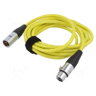 Cable | XLR male 3pin,XLR female 3pin | 3m | yellow | 0.25mm2