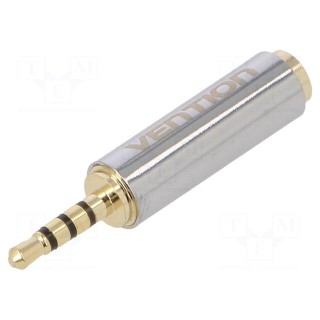 Adapter | Jack 2,5mm 4pin plug,Jack 3.5mm socket | golden