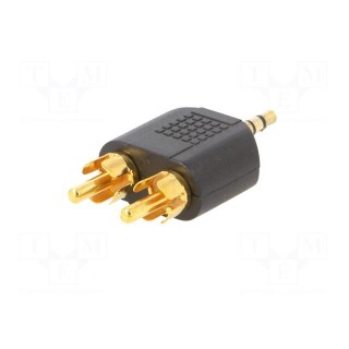 Adapter | Jack 3.5mm 3pin plug,RCA plug x2 | black