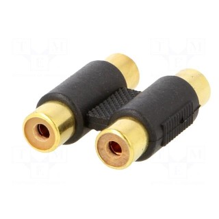 Adapter | RCA socket x2,both sides | Plating: gold-plated | black