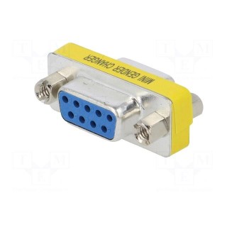 Adapter | D-Sub 9pin socket,both sides | Plating: nickel plated