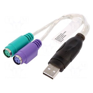 Adapter USB-PS2 | PS/2 socket x2,USB A plug | USB 1.1