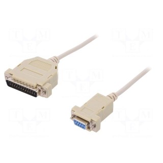 Cable | D-Sub 25pin plug,D-Sub 9pin socket | 3m | beige