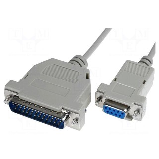 Cable | D-Sub 25pin plug,D-Sub 9pin socket | Len: 3m | snapped-in