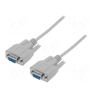 Cable | D-Sub 9pin socket,both sides | 3m | grey | shielded