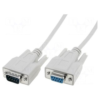 Cable | D-Sub 9pin socket,D-Sub 9pin plug | 10m | grey