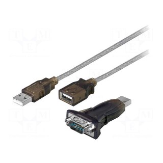 USB to RS232 converter | D-Sub 9pin plug,USB A plug | 1.5m | black