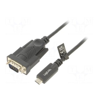 USB to RS232 converter | D-Sub 9pin male,USB C plug | 1.2m | black