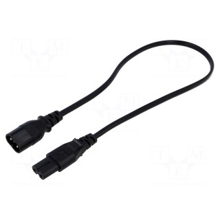Cable | 2x0.75mm2 | IEC C7 female,IEC C8 male | PVC | 0.5m | black