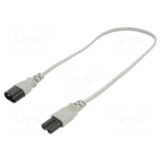 Cable | 2x0.75mm2 | IEC C7 female,IEC C8 male | PVC | 0.5m | grey | 2.5A