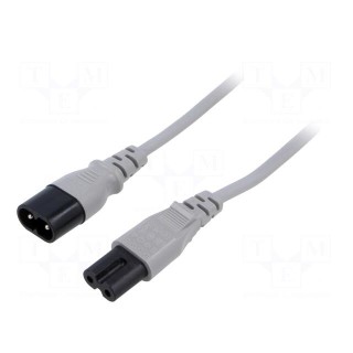 Cable | 2x0.75mm2 | IEC C7 female,IEC C8 male | PVC | 1.8m | grey | 2.5A