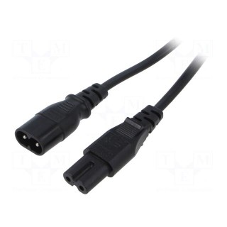Cable | 2x0.75mm2 | IEC C7 female,IEC C8 male | PVC | 1m | black | 2.5A