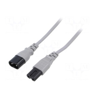 Cable | 2x0.75mm2 | IEC C7 female,IEC C8 male | PVC | 1m | grey | 2.5A