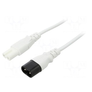 Cable | 2x0.75mm2 | IEC C7 female,IEC C8 male | PVC | 1m | white | 2.5A