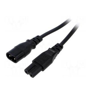 Cable | 2x0.75mm2 | IEC C7 female,IEC C8 male | PVC | 3m | black | 2.5A