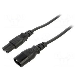 Cable | 2x0.75mm2 | IEC C7 female,IEC C8 male | PVC | 5m | black | 2.5A