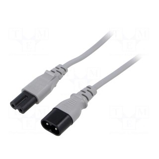 Cable | 2x0.75mm2 | IEC C7 female,IEC C8 male | PVC | 5m | grey | 2.5A