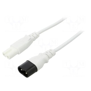 Cable | 2x0.75mm2 | IEC C7 female,IEC C8 male | PVC | 5m | white | 2.5A