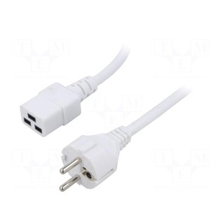 Cable | 3x1.5mm2 | CEE 7/7 (E/F) plug,IEC C19 female | PVC | 5m | 16A