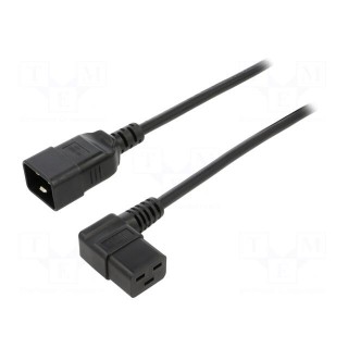 Cable | 3x1.5mm2 | IEC C19 female angled,IEC C20 male | PVC | 1m