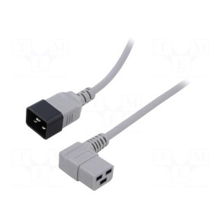 Cable | 3x1.5mm2 | IEC C19 female angled,IEC C20 male | PVC | 1m