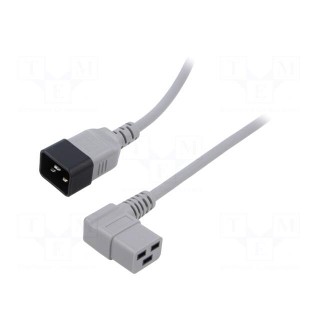 Cable | 3x1.5mm2 | IEC C19 female angled,IEC C20 male | PVC | 5m