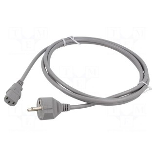 Cable | 3x1mm2 | CEE 7/7 (E/F) plug,IEC C13 female | PVC | 2.5m | grey