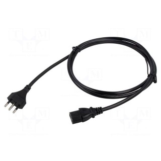 Cable | 3x1mm2 | CEI 23-50 (L) plug,IEC C13 female | PVC | 1.8m | 10A