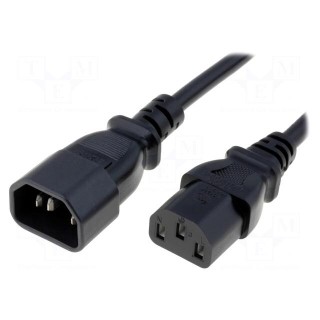 Cable | 3x1mm2 | IEC C13 female,IEC C14 male | PVC | 1.8m | black | 10A