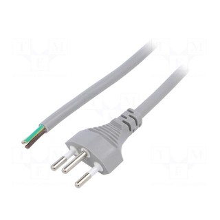 Cable | 3x1mm2 | wires,SEV-1011 (J) plug | PVC | 1.8m | grey | 10A | 250V