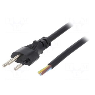 Cable | 3x1mm2 | wires,SEV-1011 (J) plug | PVC | 5m | black | 10A | 250V