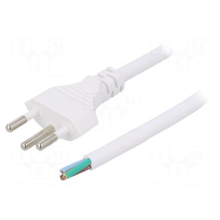 Cable | 3x1mm2 | wires,SEV-1011 (J) plug | PVC | 5m | white | 10A | 250V