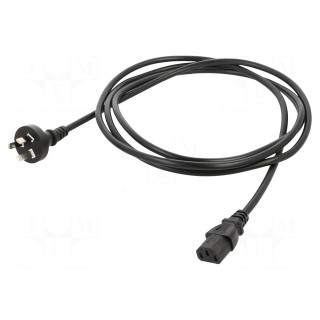Cable | 3x1mm2 | AS 3112 (I) plug,IEC C13 female | PVC | 2.5m | black