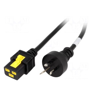 Cable | 3x1.5mm2 | AS 3112 (I) plug,IEC C19 female | PVC | 2m | black