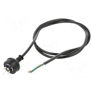 Cable | 3x1mm2 | AS 3112 (I) plug,wires | PVC | 1.8m | black | 10A | 250V