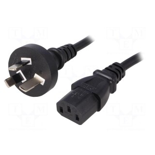 Cable | IEC C13 female,AS/NZS 3112 (I) plug | 1.5m | black | PVC