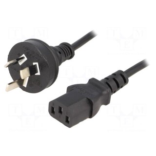 Cable | IEC C13 female,AS/NZS 3112 (I) plug | 1.8m | black | PVC