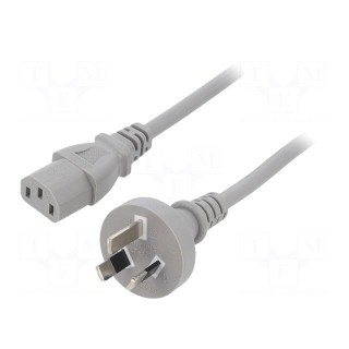 Cable | 3x1mm2 | AS/NZS 3112 (I) plug,IEC C13 female | PVC | 1m | grey