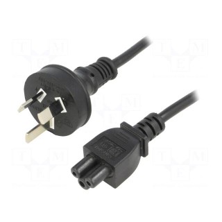 Cable | IEC C5 female,AS/NZS 3112 (I) plug | 1.8m | black | PVC | 2.5A