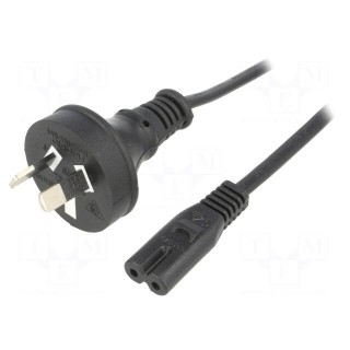 Cable | IEC C7 female,AS/NZS 3112 (I) plug | 1.8m | Sockets: 1 | PVC