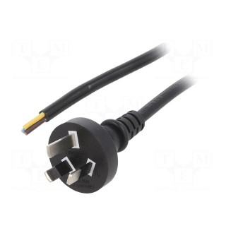 Cable | 3x0.75mm2 | AS/NZS 3112 (I) plug,wires | PVC | 1.5m | black