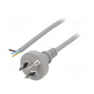 Cable | AS/NZS 3112 (I) plug,wires | PVC | 1.5m | grey | 3x0,75mm2 | 10A