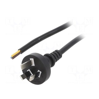 Cable | 3x0.75mm2 | AS/NZS 3112 (I) plug,wires | PVC | 1.8m | black
