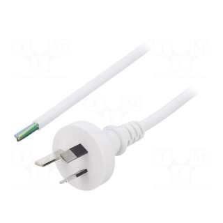 Cable | 3x0.75mm2 | AS/NZS 3112 (I) plug,wires | PVC | 1.8m | white