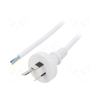 Cable | 3x0.75mm2 | AS/NZS 3112 (I) plug,wires | PVC | 1m | white | 10A